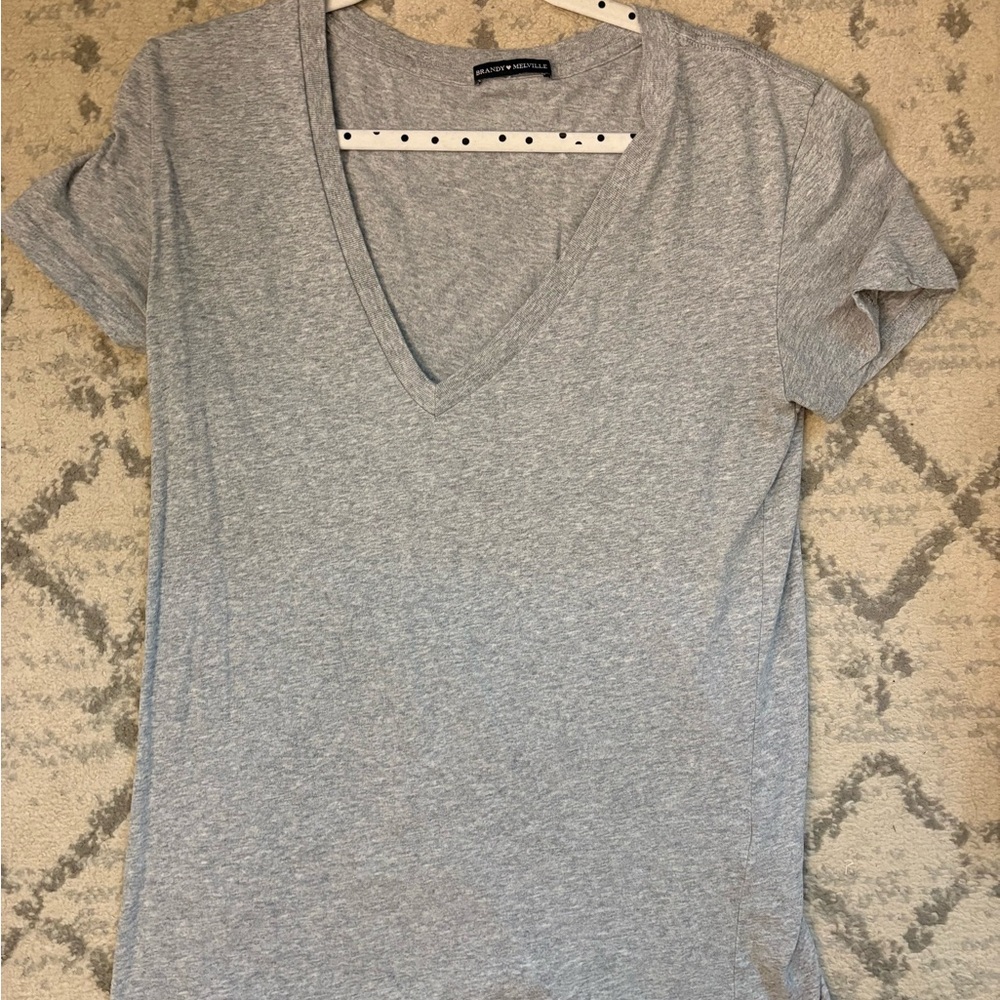 Brandy Melville Heather Gray V-Neck Tee